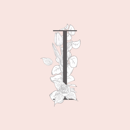 Vector Blooming Floral Elegant I Monogram and Logoのイラスト素材