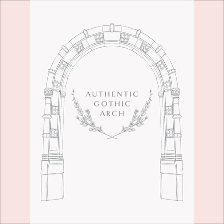 Gothic Arch. Hand Drawn Sketch Vintage Gate.のイラスト素材