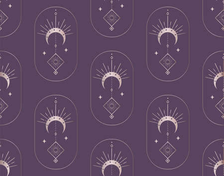 Abstract Background Seamless Pattern. Moon And Sunのイラスト素材