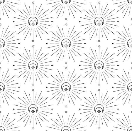 Abstract Background Seamless Pattern. Moon And Sun