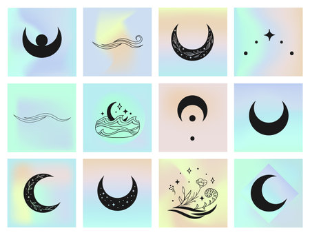 Esoteric Abstract Logo Designs. Professional Branding. Bohoのイラスト素材