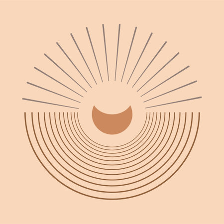 Mystic Crescent, Moonlight. Geometric form, modern round shape.のイラスト素材