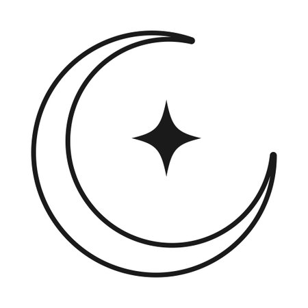 Crescent And Star. Stellar Star Logo Concept. Cosmic Logo.のイラスト素材