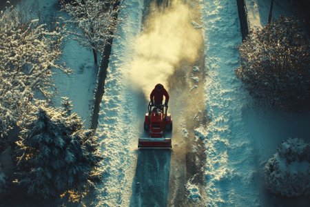 Snow removal machine removes snow from the road in winter. Snow removalの素材