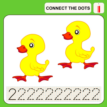 Connect the dots, preschool exercise task for kids, numbersのイラスト素材