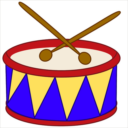 Vector isolated illustration, cute cartoon of drum toyのイラスト素材