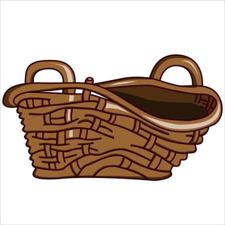 Vector isolated illustration, an old wicker basket.のイラスト素材