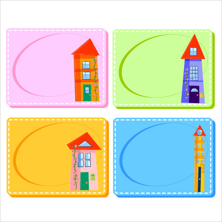 Assorted Baby Cards with a window inside. Setのイラスト素材