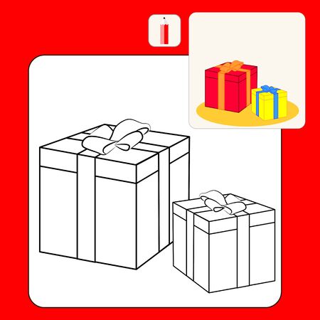 Coloring Book or Page Cartoon Illustration of great gifts.のイラスト素材