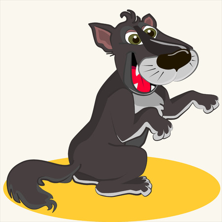 Cartoon Illustration of cute wolf with happy face.のイラスト素材
