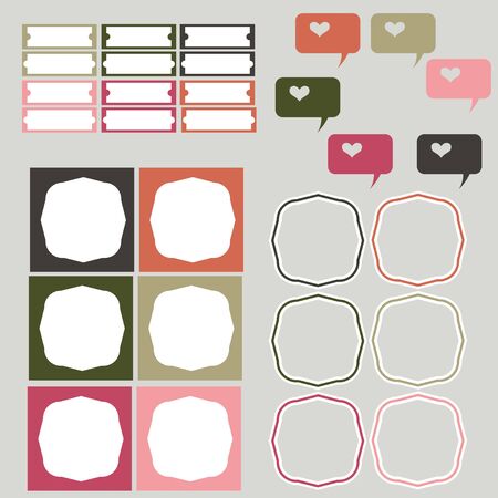 Blank frame and labels mega set. Vintage frame for yours design. Vector border illustration.のイラスト素材