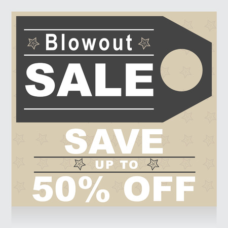 Blowout sale sign with sale tag - save up to 50% offのイラスト素材
