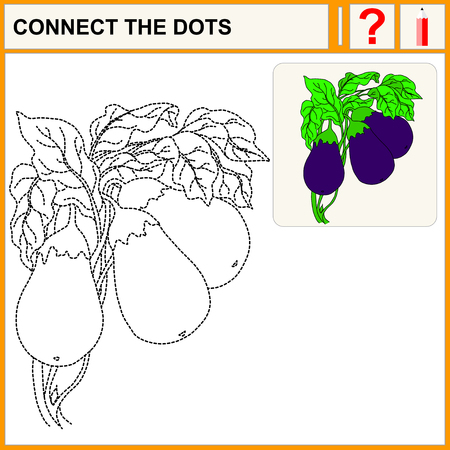 Connect the dots. Eggplant. Flat Design Style. Vector illustration. Cartoon vector Illustration.のイラスト素材