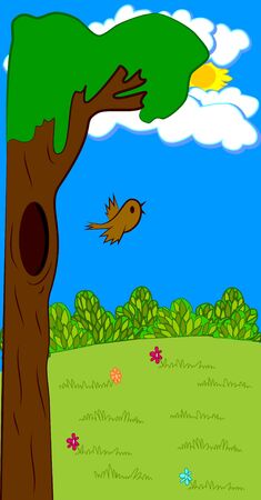 Glade. Meadow. Nature vector  illustration. Day.のイラスト素材