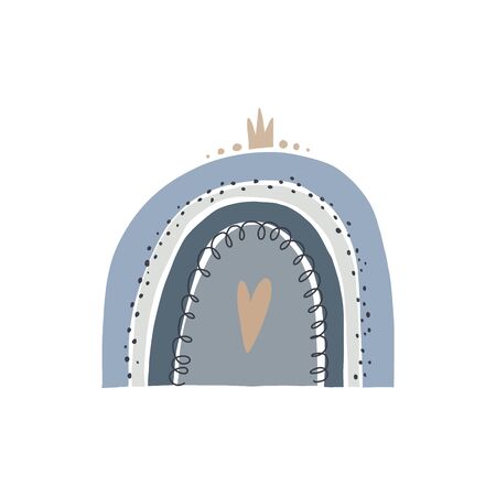 Hand drawn vector illustration of a cute rainbows. Scandinavian style flat design for kids. The concept for childrens textiles, mugs, postcards, baby shower, covers.のイラスト素材