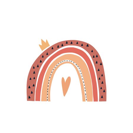Hand drawn vector illustration of a cute rainbows. Scandinavian style flat design for kids. The concept for childrens textiles, mugs, postcards, baby shower, covers.のイラスト素材