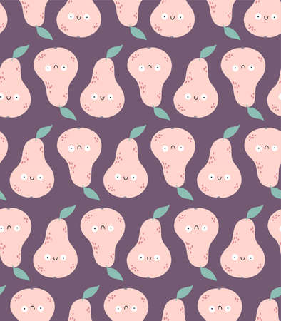 Seamless pattern with cute pears. Can be used for baby t-shirt print, fashion print design, kids wear, baby celebration, fabric, and wrapping.のイラスト素材