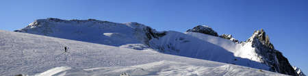 Lonely backcountry skier in the Swiss Alpsの写真素材
