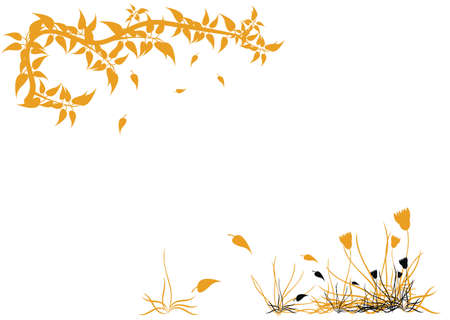 background with flowers, grass and leavesのイラスト素材