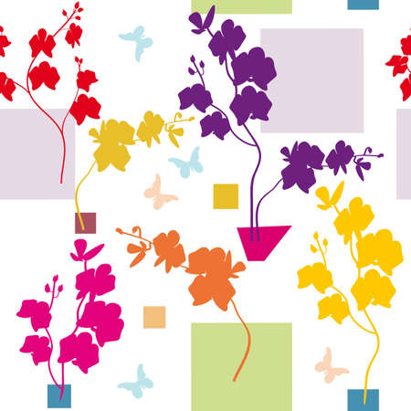Seamless floral orchid pattern のイラスト素材