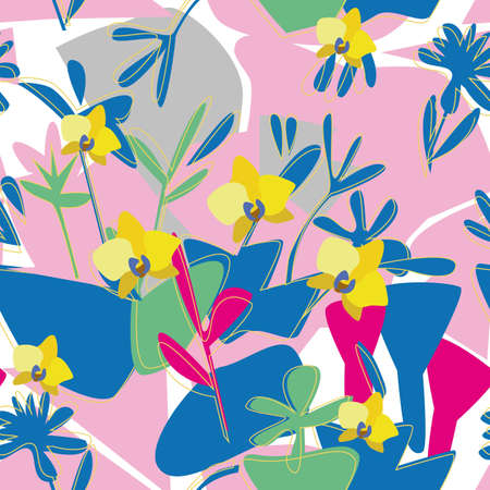 Seamless floral orchid patternのイラスト素材