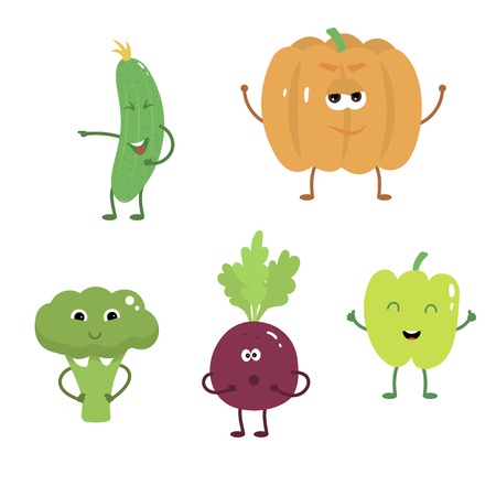 Set of funny characters from vegetables 2.のイラスト素材