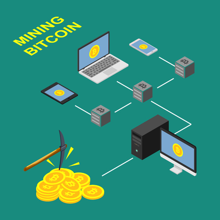 The concept of bitcoin extraction design, scheme blockchain.のイラスト素材