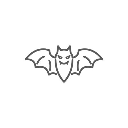 Bat icon in linear style on white background.のイラスト素材