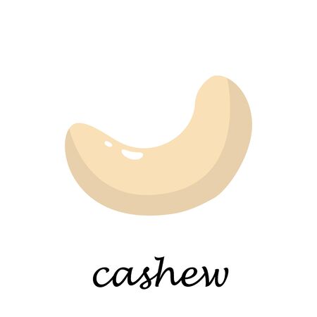 Cashew on white background in cartoon style. Flat vector illustration.のイラスト素材