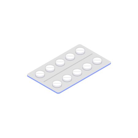 Isolated icon of medical pills in pack on a white background. Vector isometric illustration.のイラスト素材