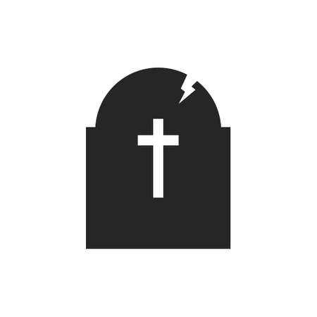 Isolated black silhouette of a headstone on a white background.のイラスト素材