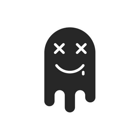 Isolated black silhouette of a ghost on a white background.のイラスト素材