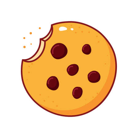 Chocolate chunks cookie isolated icon on white background.のイラスト素材