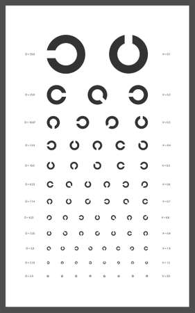 Landolt C chart for an eye test. Ophthalmic test poster template.のイラスト素材