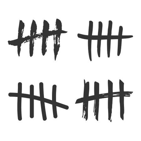 A set of hand-drawn tally marks with a brush.のイラスト素材