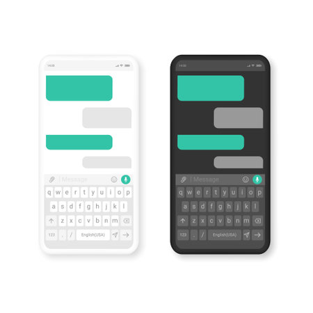 Design of a mobile application chat dialog box template. UI UX elements for web design.のイラスト素材
