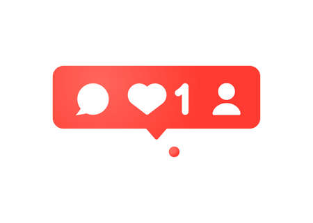 Icon with message notification, like and subscribers isolated on white background. Concept of social...