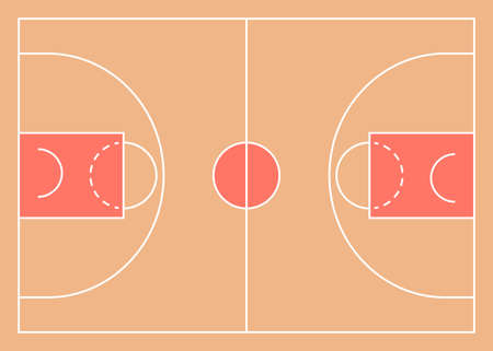 Basketball court top view template. Sports ground for active recreation.のイラスト素材