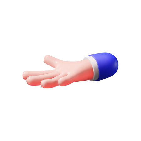 Hand gesture palm up isolated on white background. 3d hand for web design.