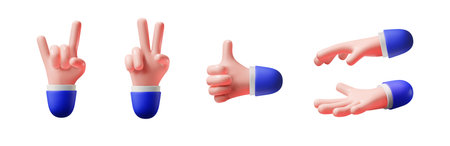 Hand gestures isolated on white background. 3d hands for web design.のイラスト素材