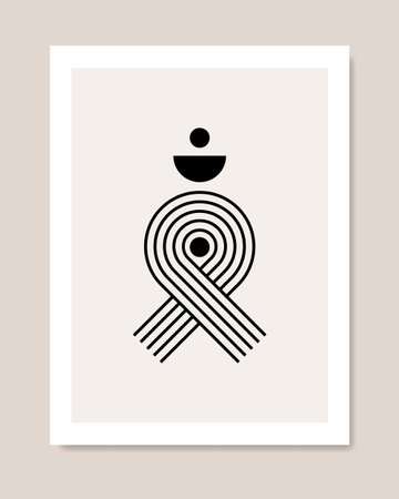 Abstract poster with designer geometric pattern in boho style.のイラスト素材