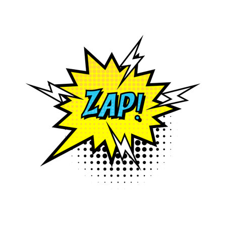 Comic speech bubble with text Zap isolated on white background. Cartoon style.のイラスト素材