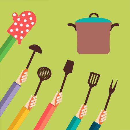 Flat concept for cookingのイラスト素材