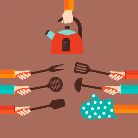 Flat concept for cookingのイラスト素材