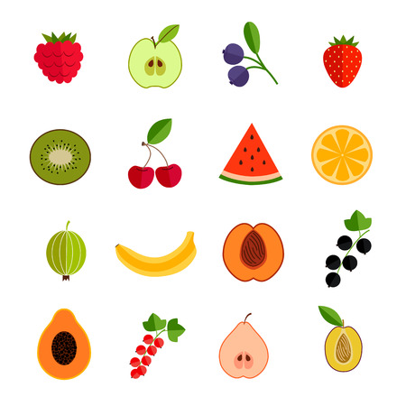 Fruits and berries icons setのイラスト素材