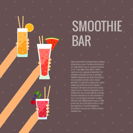 Fresh smoothie bar flat concept made in vector.のイラスト素材