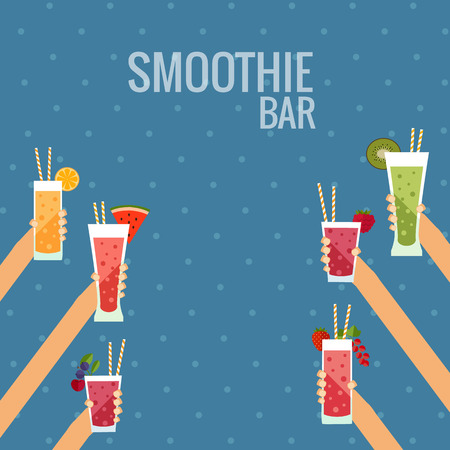 Fresh smoothie bar flat concept made in vector.のイラスト素材