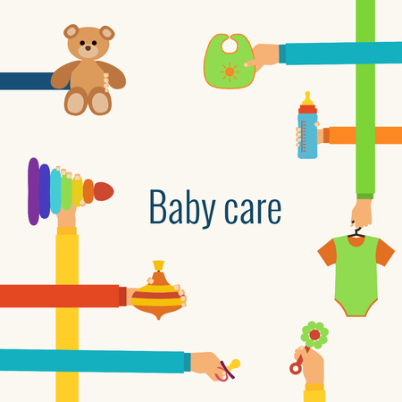 Baby care flat concept made in vectorのイラスト素材