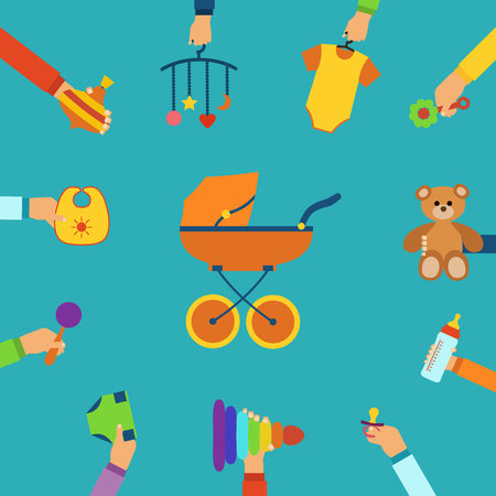 Baby care flat concept made in vectorのイラスト素材