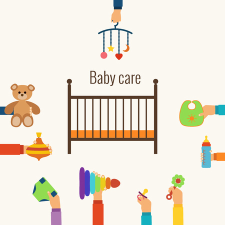 Baby care flat concept made in vectorのイラスト素材